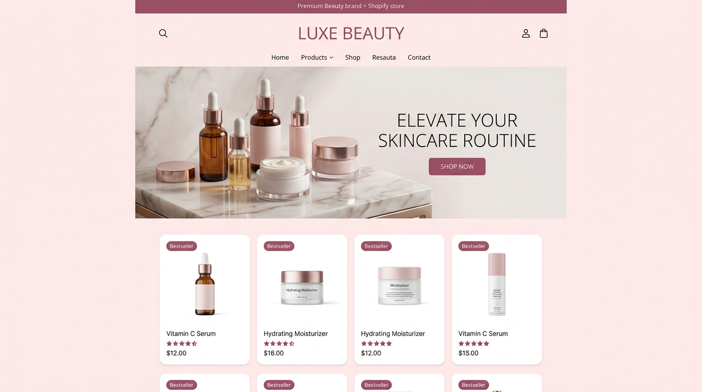 Luxe Beauty subscription app — desktop preview