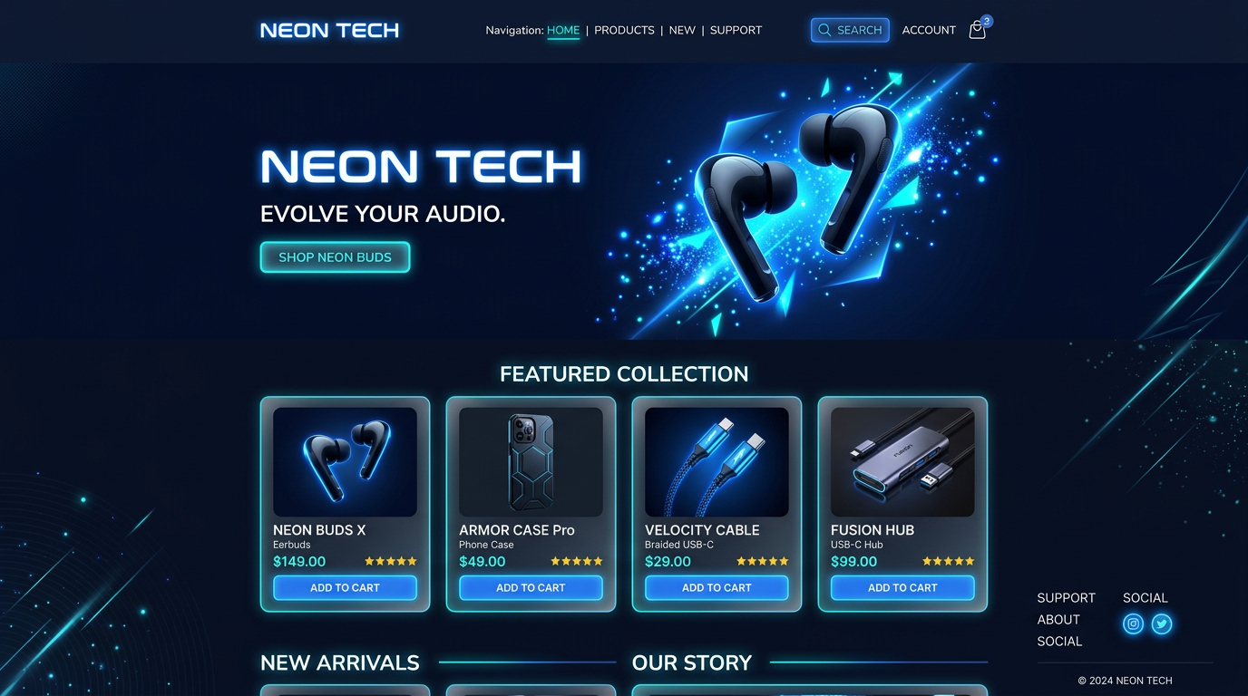 Neon Tech B2B portal — desktop preview